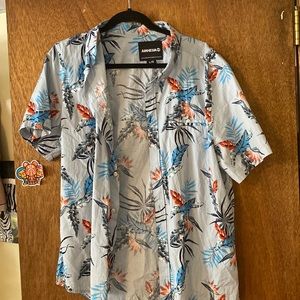 Blue floral button up